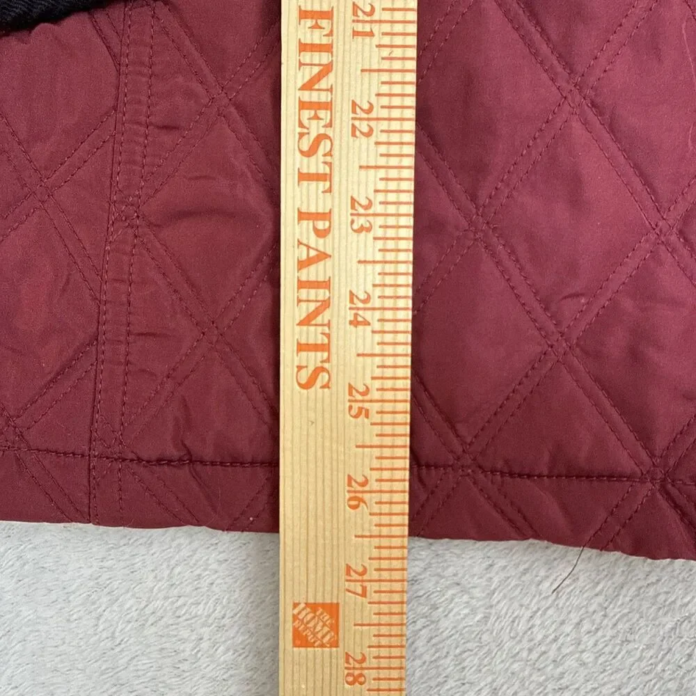 Croft & Barrow Barn Jacket Womens XL Burgundy Quilted Corduroy Collar Chore Coat - Picture 9 of 14